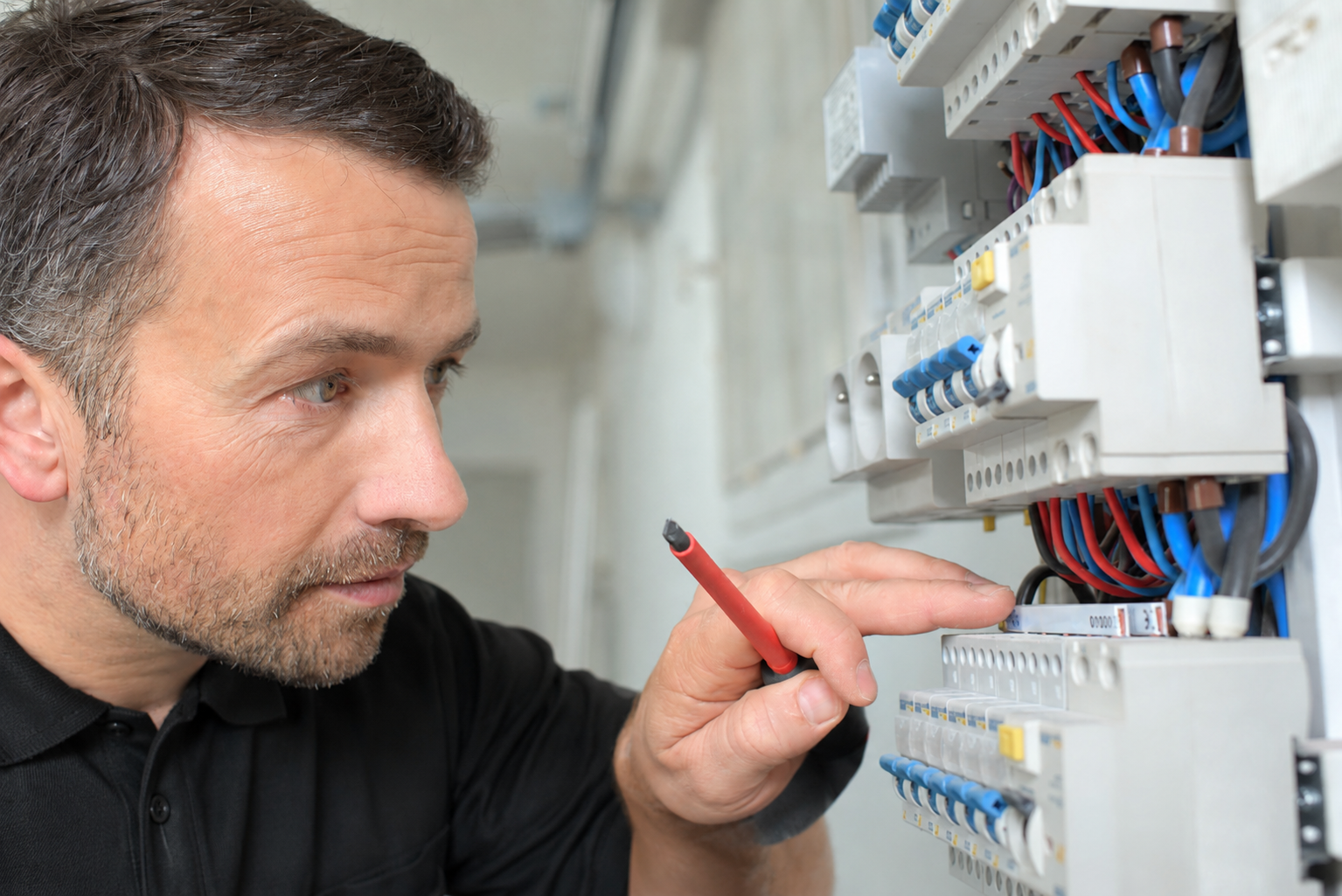 Multifunction tester running a test on a consumer unit